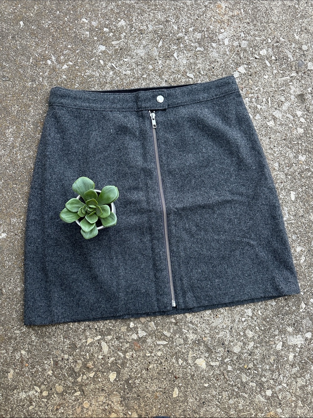 Madewell | Studio Zip Wool Gray Mini Skirt NWT
